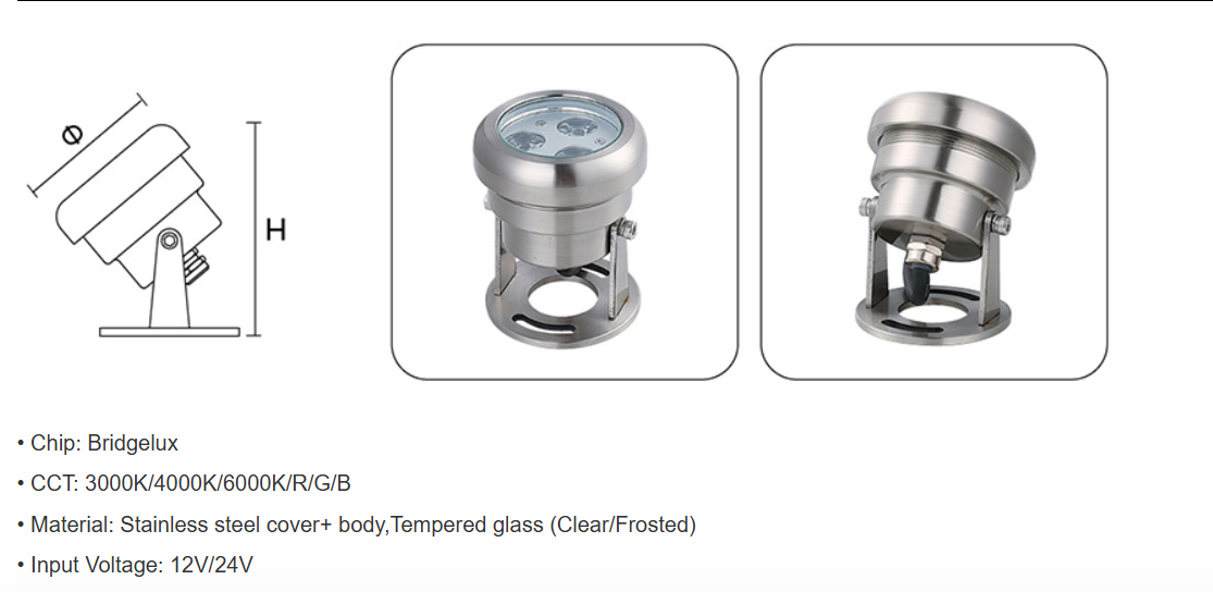 Compact and Powerful Outdoor 3W LED Underwater Lights