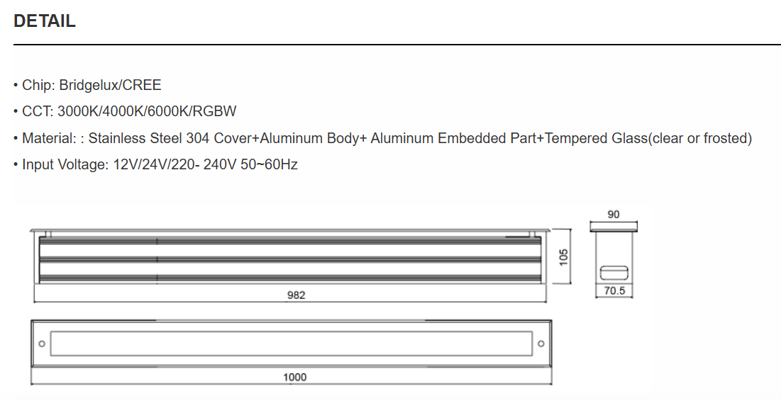 Outdoor LED Linear Inground Light