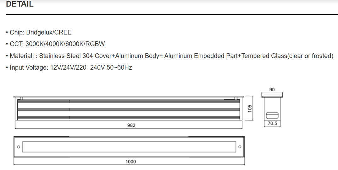  LED Linear Recessed Inground lights