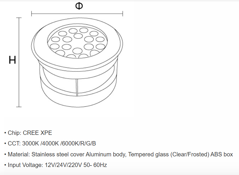 Waterproof LED Recessed Round In-Ground Light