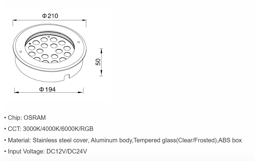 High-Power LED Recessed Architectural In-Ground Light